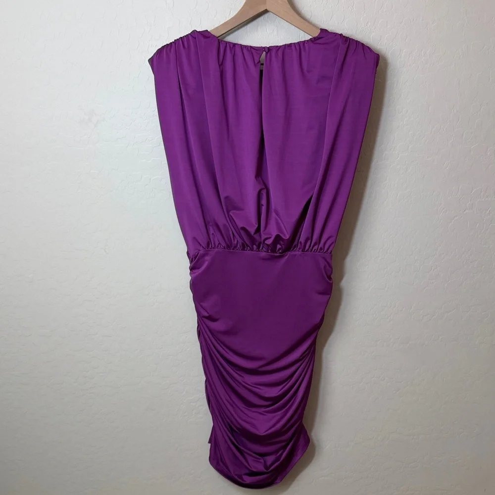 Veronica Beard Bora Satin Ruched Mini Dress in Dark Violet Size 6
